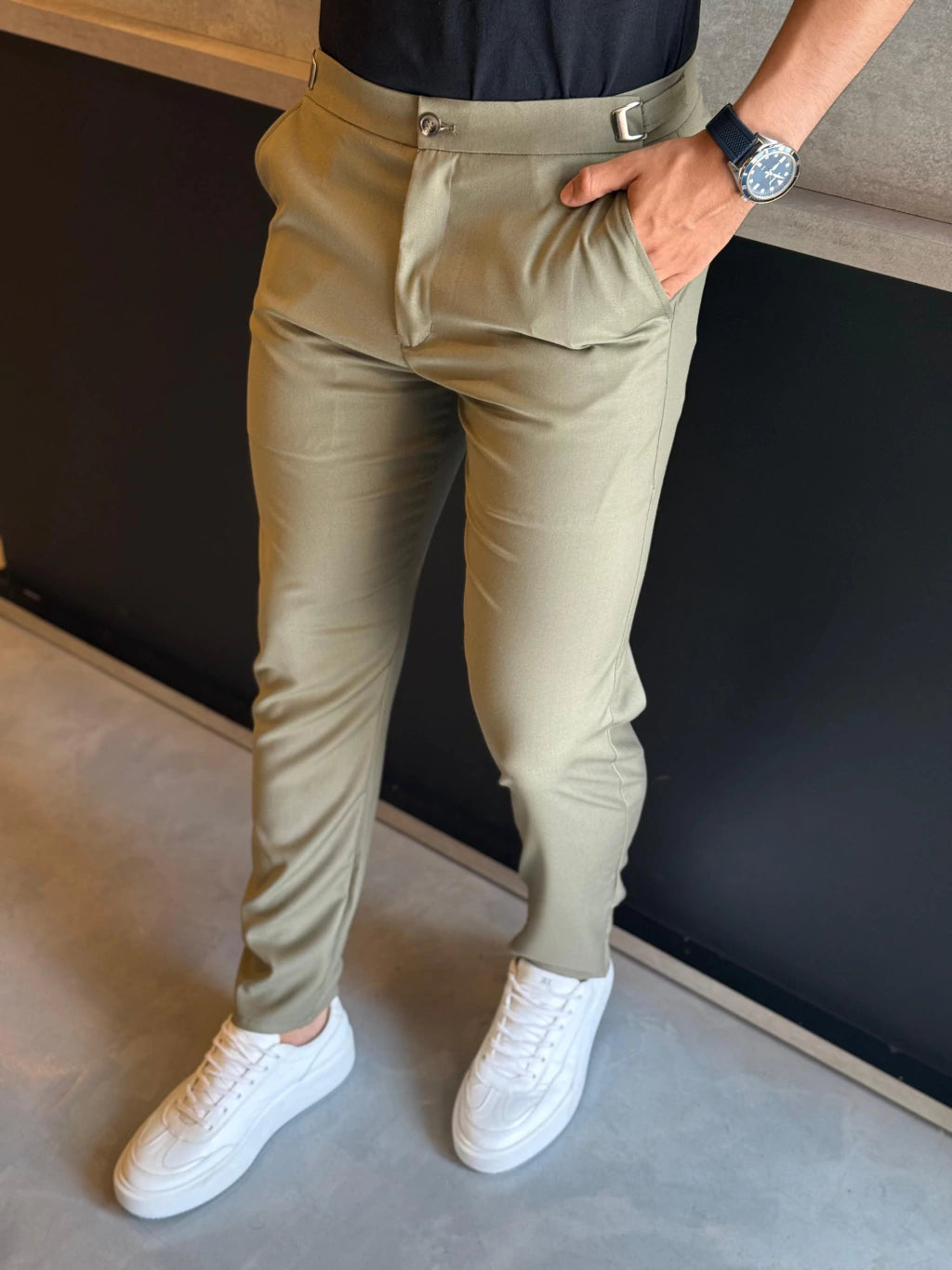 CALÇA ALL BLACK ALFAIATARIA AJUSTÁVEL CLÁSSICA VERDE MUSGO