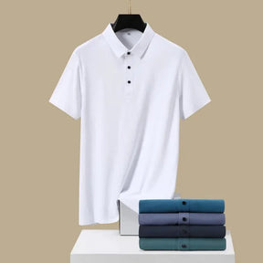 Camisa Polo Masculina em Seda Gelo Vizencci