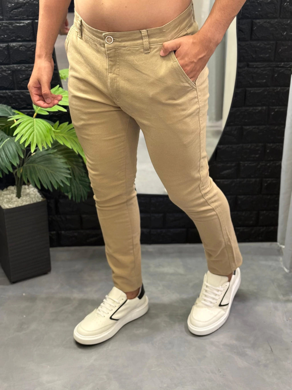 CALÇA ALFAIATARIA LINHA CRUZADA 7485 BEGE