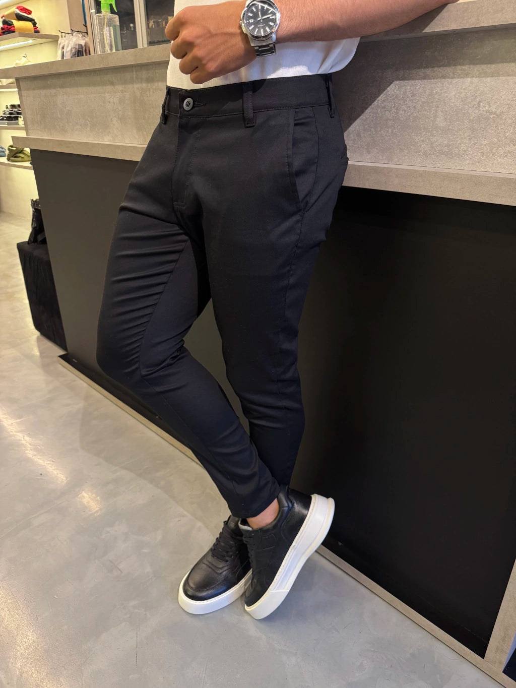 CALÇA PRETO ALFAIATARIA ACETINADA CLÁSSICA ALL BLACK